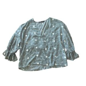 Zara Textured Floral Polka Dot Blouse